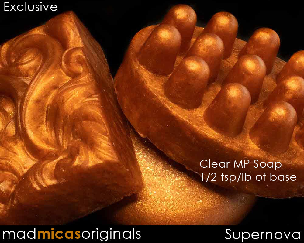 Supernova Copper Gold Mica in Clear MP Soap
