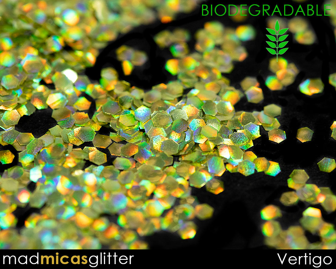 Vertigo Biodegradable Gold Holo Glitter closeup