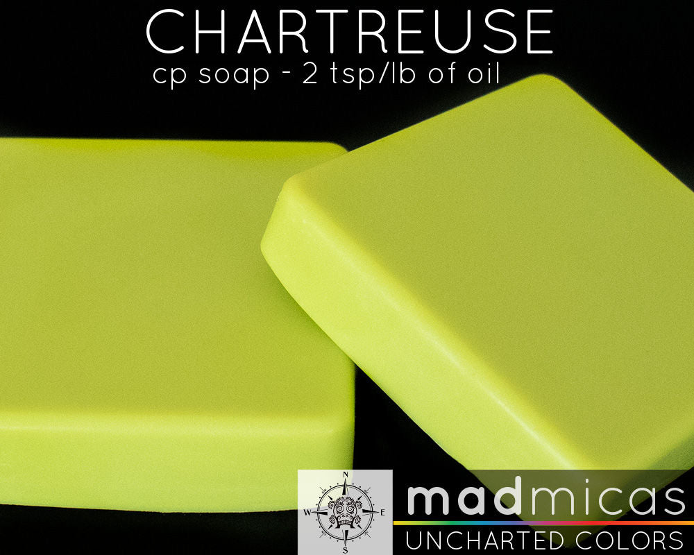 Mad Micas Chartreuse Green Mica in CP Soap