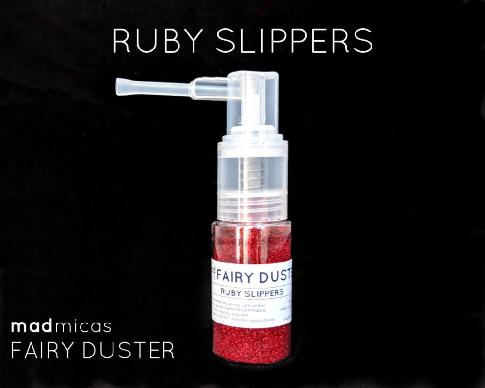 Ruby Slippers red glitter in a dry glitter pump